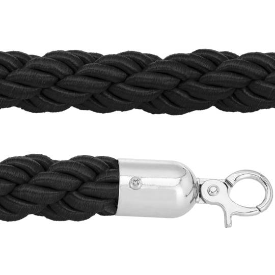 Braided cord black with zipper silver for pole