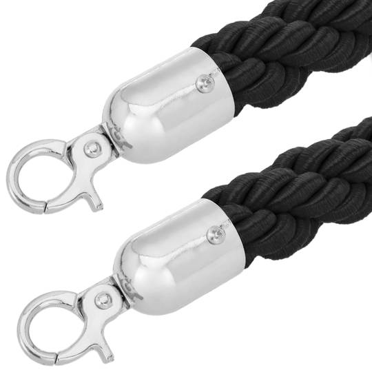 Braided cord black with zipper silver for pole