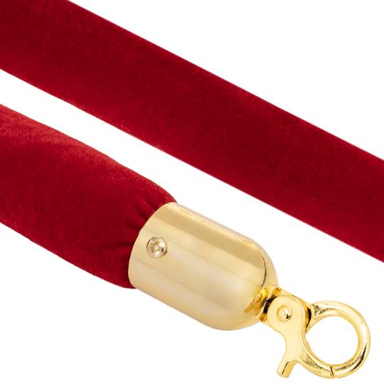 Samtschnur rot mit Reißverschluss golden für Stange