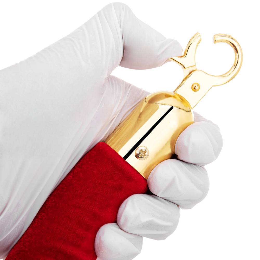 Samtschnur rot mit Reißverschluss golden für Stange