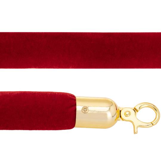 Samtschnur rot mit Reißverschluss golden für Stange