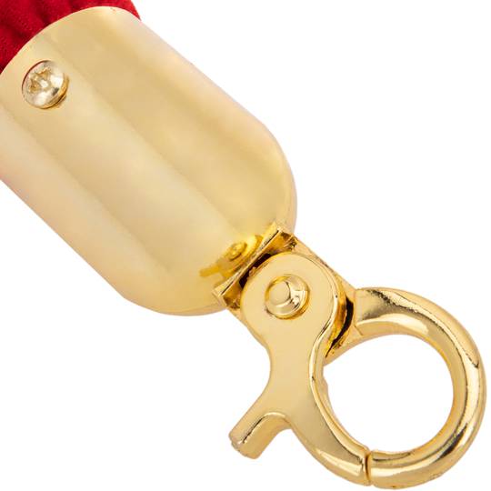 Samtschnur rot mit Reißverschluss golden für Stange