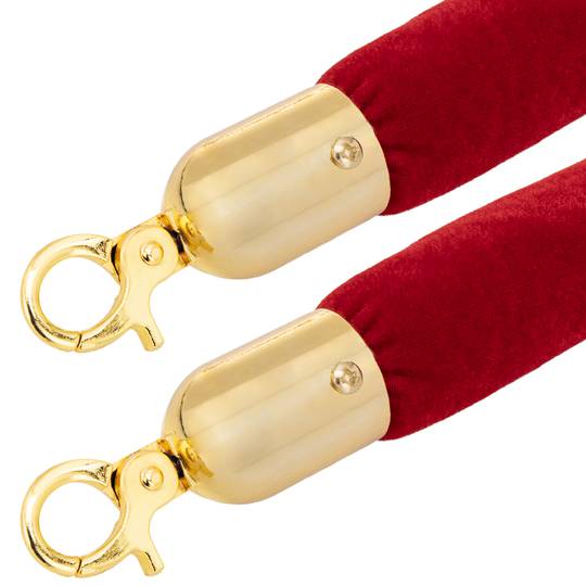 Samtschnur rot mit Reißverschluss golden für Stange