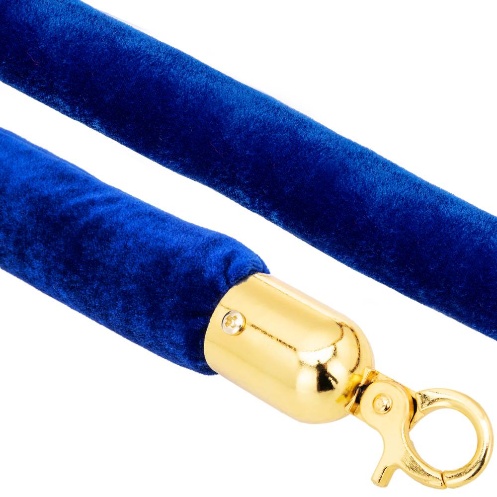 Aksamitny sznurek niebieski z zamkiem błyskawicznym złoty dla słupa