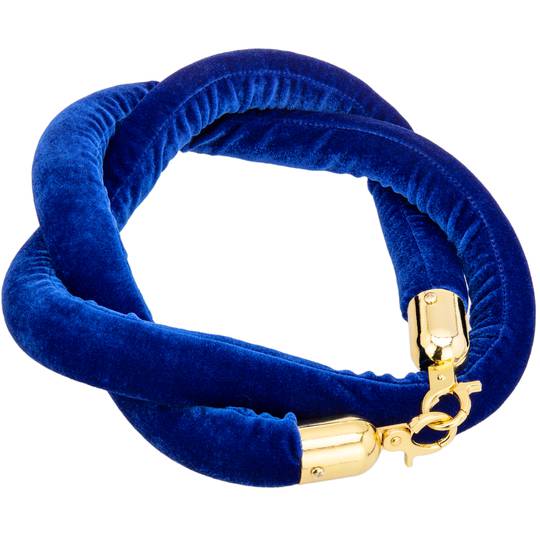 Aksamitny sznurek niebieski z zamkiem błyskawicznym złoty dla słupa