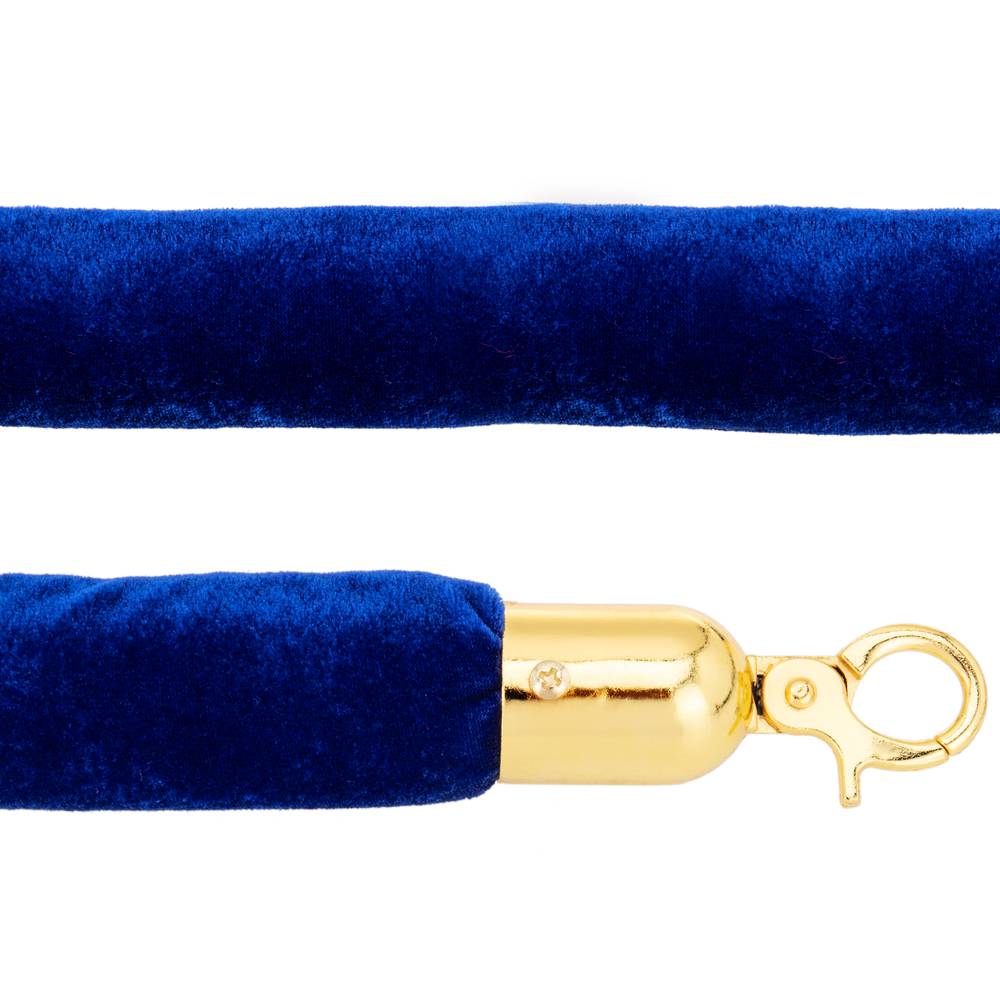 Aksamitny sznurek niebieski z zamkiem błyskawicznym złoty dla słupa