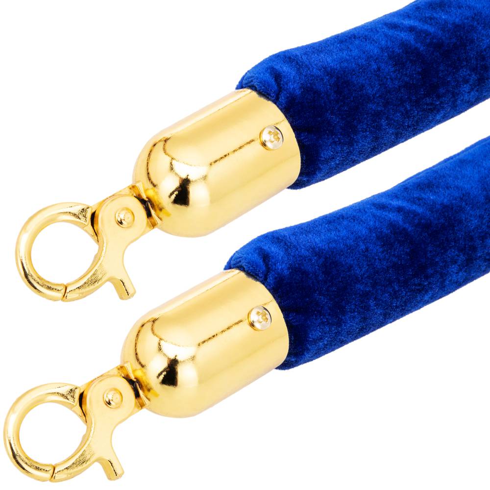 Aksamitny sznurek niebieski z zamkiem błyskawicznym złoty dla słupa