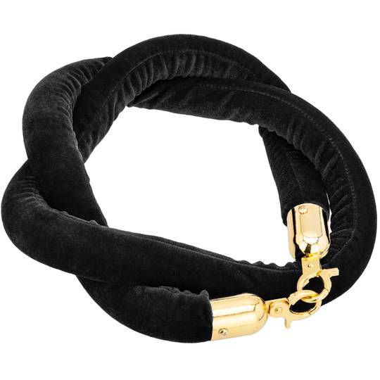 Cordón de terciopelo negro con cierre dorado para poste