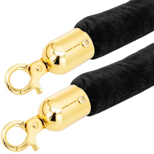 Cordón de terciopelo negro con cierre dorado para poste