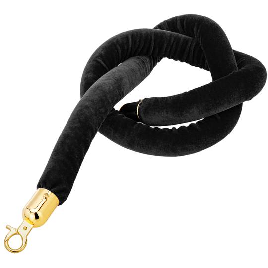 Cordón de terciopelo negro con cierre dorado para poste