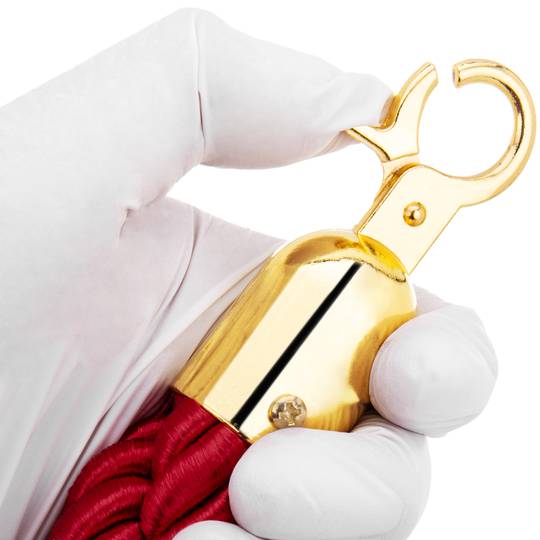 Corda trançada vermelho com zíper dourado para pólo