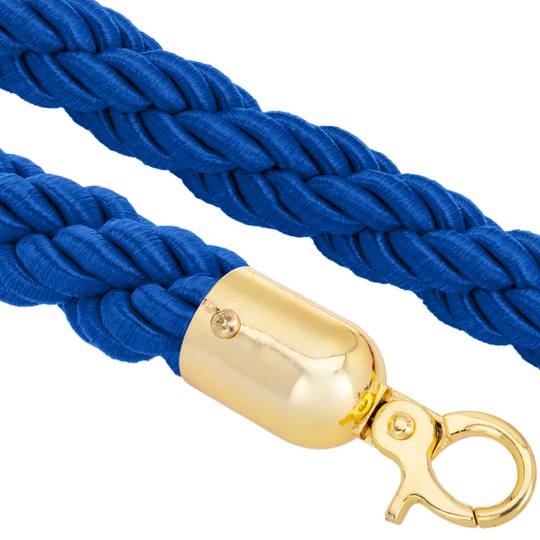 Cordó trenat blau amb tancament daurat per pal