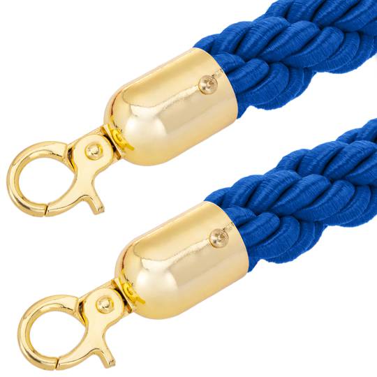Cordó trenat blau amb tancament daurat per pal