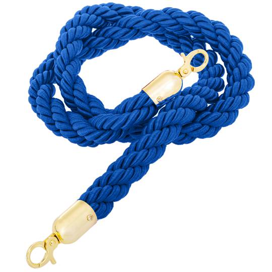 Cordó trenat blau amb tancament daurat per pal