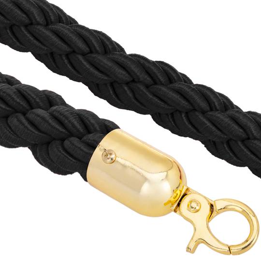 Geflochtene Schnur schwarz mit Reißverschluss golden für Stange
