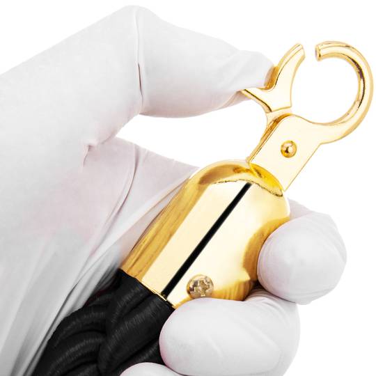 Geflochtene Schnur schwarz mit Reißverschluss golden für Stange