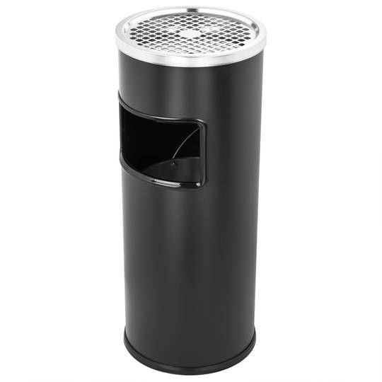 Circular standing bin with ashtray black colour