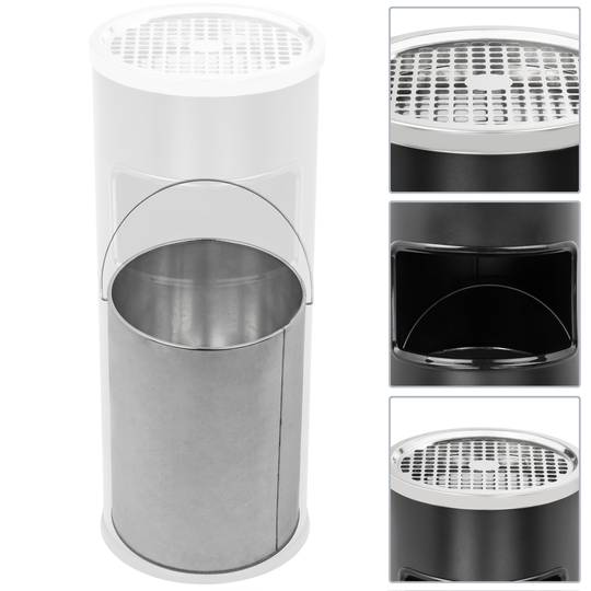 Circular standing bin with ashtray black colour