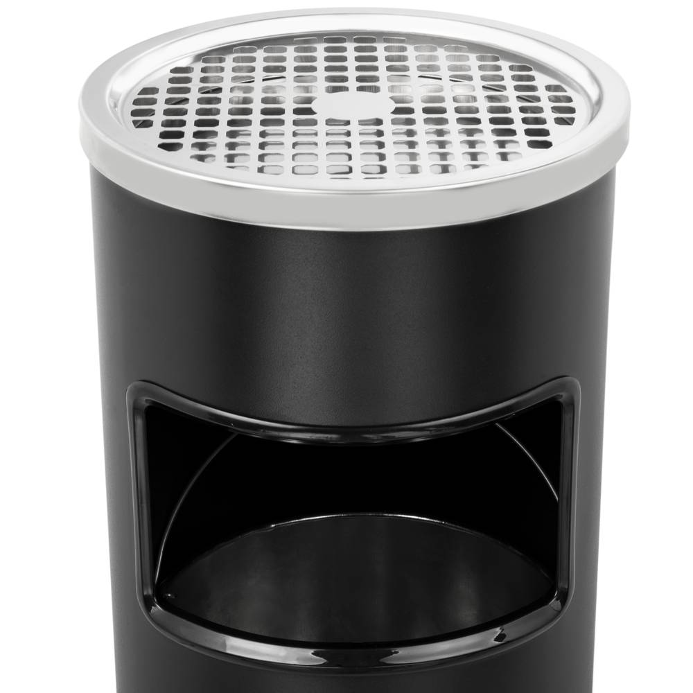 Circular standing bin with ashtray black colour