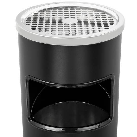 Circular standing bin with ashtray black colour