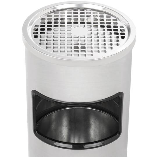 Poubelle circulaire avec cendrier en acier inoxydable