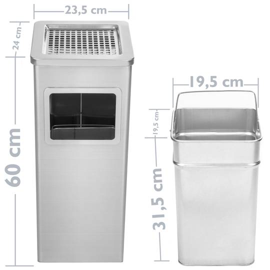 Prostokątny kosz na śmieci z popielniczką