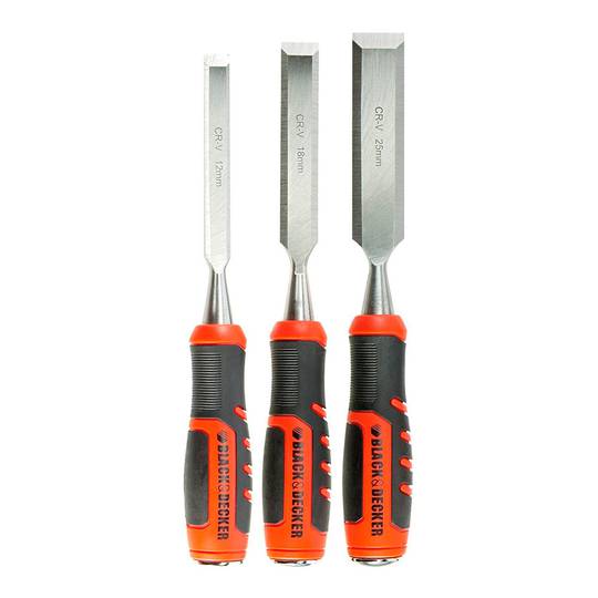 Set van 3 Black & Decker bi-materiaal beitels van 12, 18 en 25 mm BDHT0-16147
