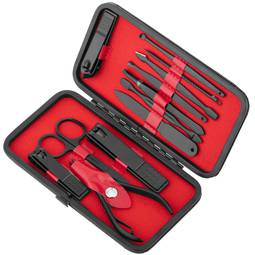 Professionelles Maniküre- und Pediküre-Set, 12-teiliges Set aus rostfreiem Stahl, Farbe schwarz