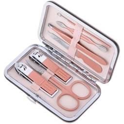 Professionelles Maniküre- und Pediküre-Set, 7-teiliges Set aus rostfreiem Stahl, Farbe Roségold