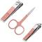 Kit d'estoig de manicura i pedicura professional, set de 7 accessoris d’acer inoxidable, color Or rosa