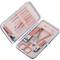 Professional manicure and pedicure set, set of 12 stainless steel accessories, rose gold colour