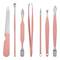 Professional manicure and pedicure set, set of 12 stainless steel accessories, rose gold colour