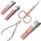 Professional manicure and pedicure set, set of 12 stainless steel accessories, rose gold colour