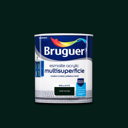 Glossy acrylic enamel for wood and metal with a green finish 0.75L Bruguer 5057561