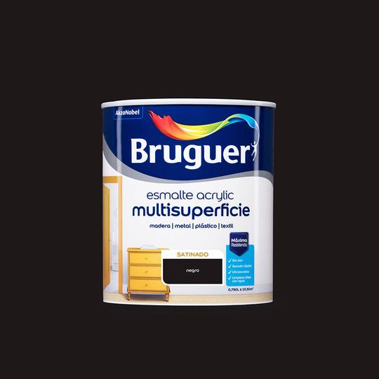 Multi-surface acrylic enamel with black satin finish 0.75L Bruguer 5057491