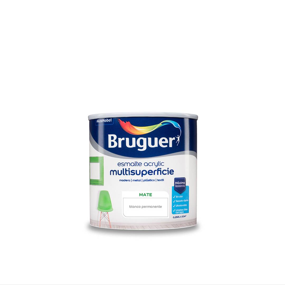 Multi-surface acrylic enamel with permanent white finish 0.25L Bruguer 5160685