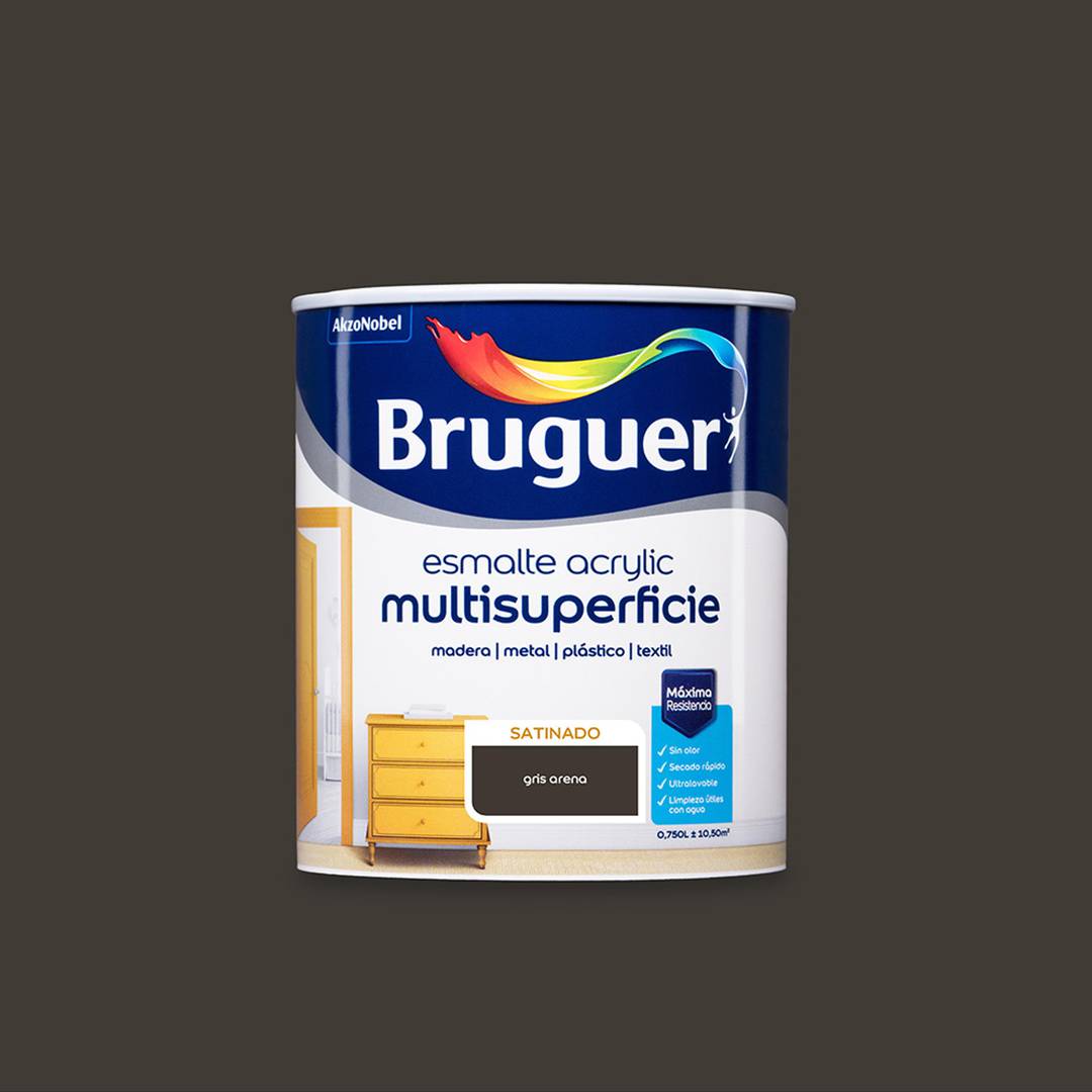 Smalto acrilico multisuperficie satinato grigio sabbia 0,75L Bruguer 5161515