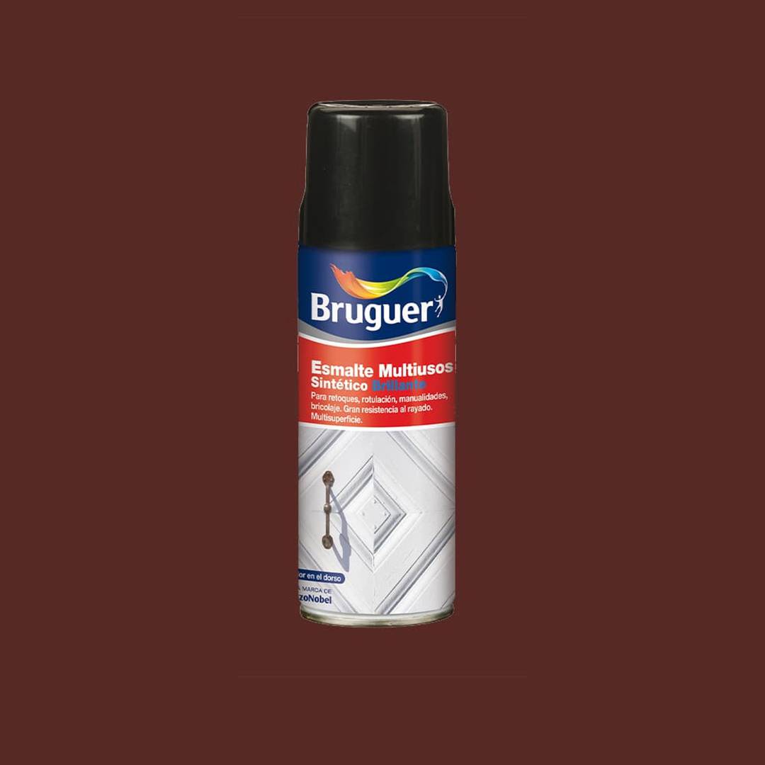 Formato de spray de esmalte multiuso com acabamento marrom brilhante 0,4L Bruguer 5197984
