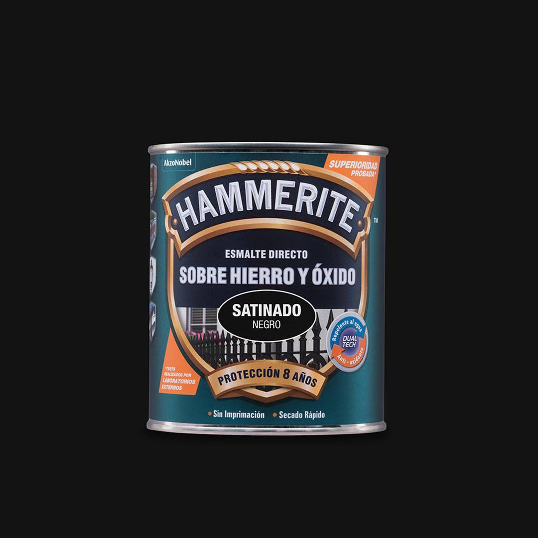 Hammerite enamel direct on iron and satin black oxide 0.75L Bruguer 5093689