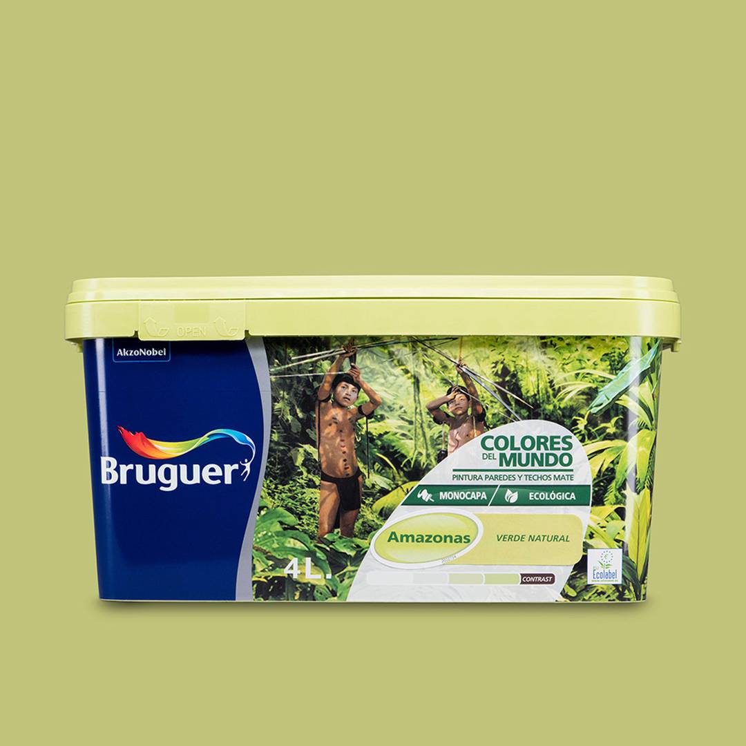 Peinture pour murs et plafonds avec finition mate couleur vert naturel 4L Bruguer 5056892