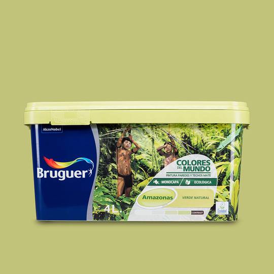 Peinture pour murs et plafonds avec finition mate couleur vert naturel 4L Bruguer 5056892