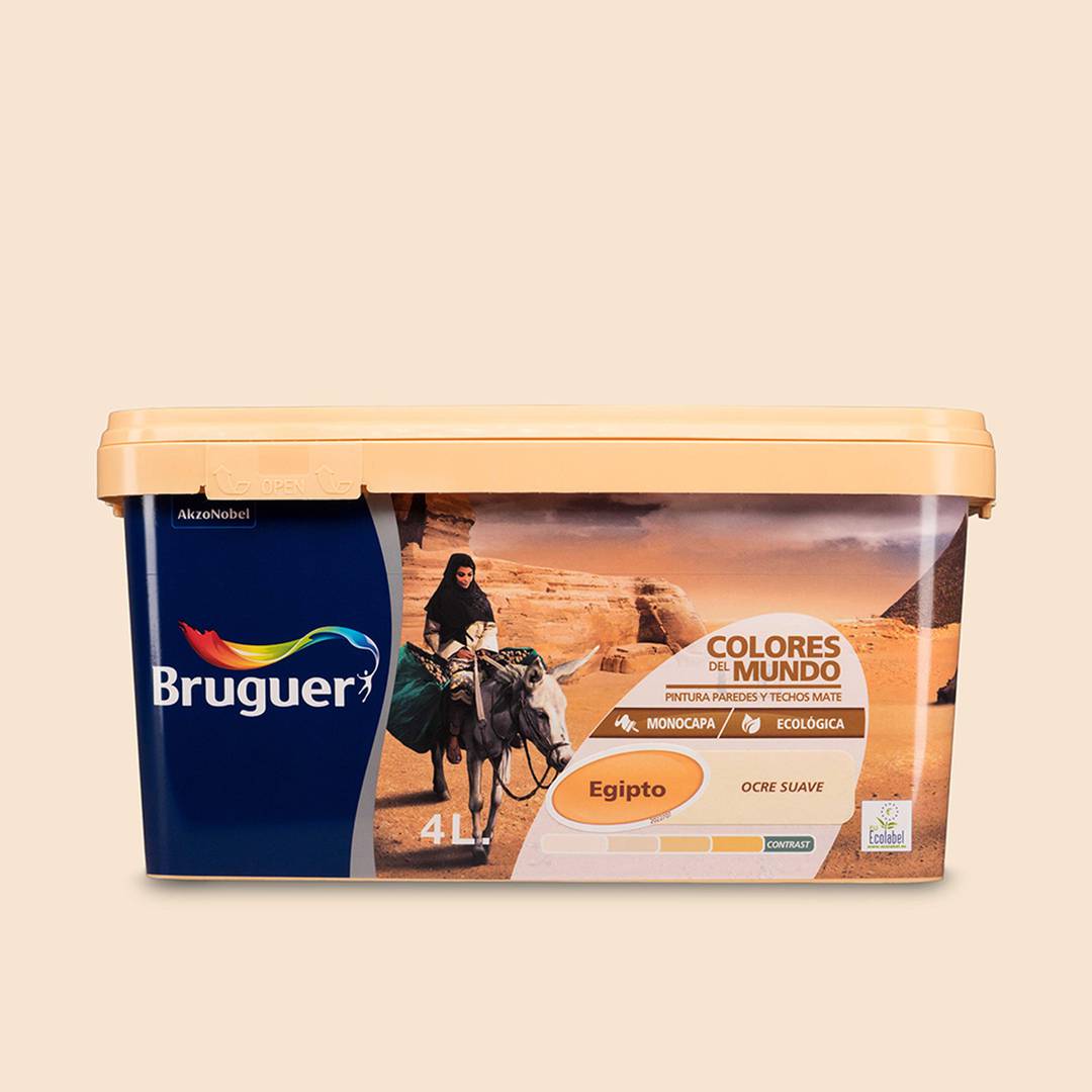 Paint for walls and ceilings with a matte finish in soft ocher color 4L Bruguer 5056909