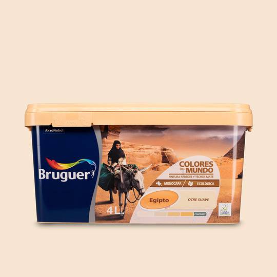 Paint for walls and ceilings with a matte finish in soft ocher color 4L Bruguer 5056909