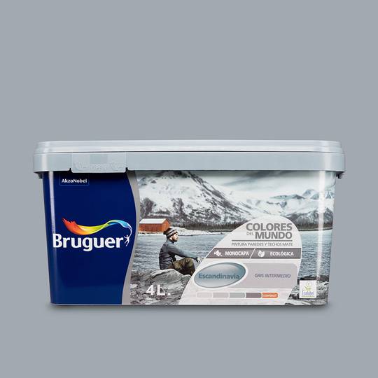 Pittura per pareti e soffitti con finitura opaca di colore grigio intermedio 4L Bruguer 5246663