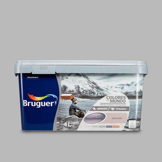 Pittura per pareti e soffitti con finitura opaca in grigio tenue 4L Bruguer 5246662