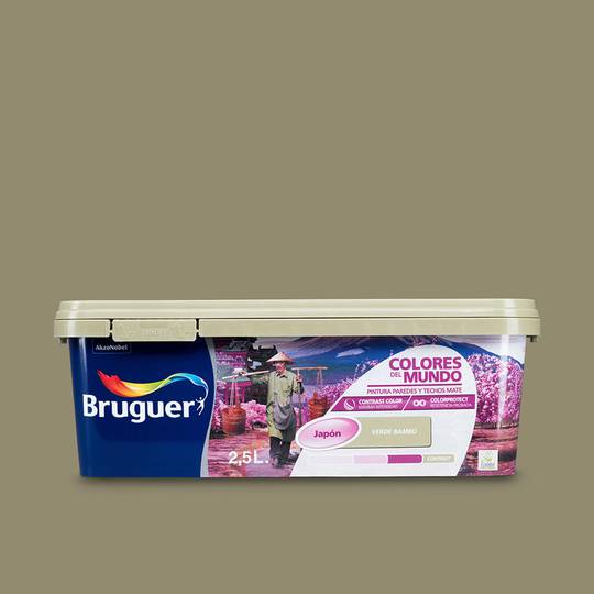 Peinture pour murs et plafonds avec finition mate couleur vert bambou 2,5L Bruguer 5162538