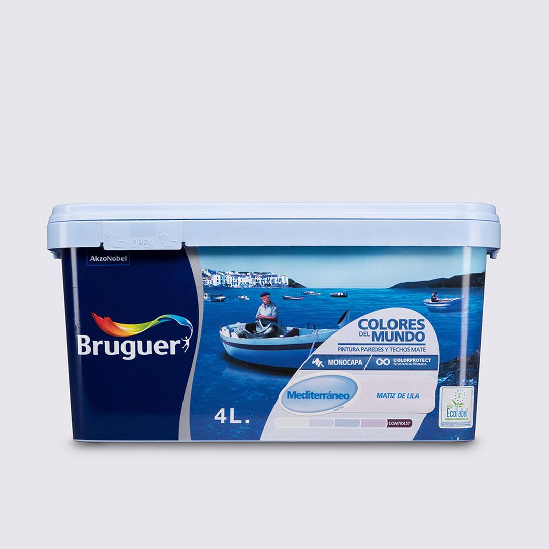 Pintura para paredes y techos con acabado mate color matiz de lila 4L Bruguer 5246645