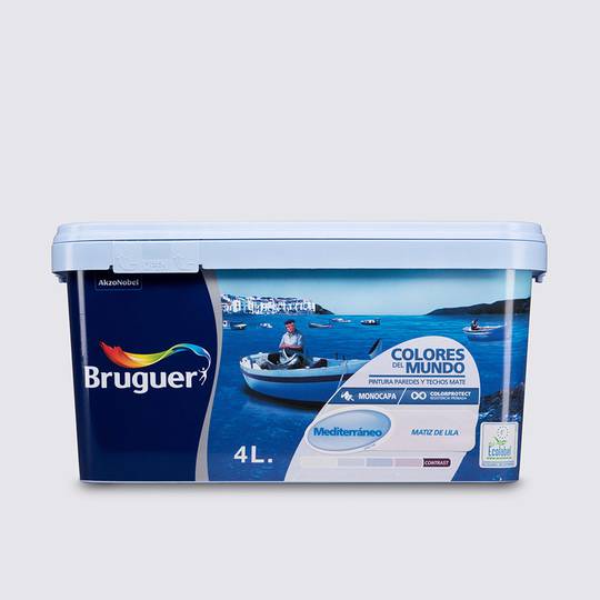 Pintura para paredes y techos con acabado mate color matiz de lila 4L Bruguer 5246645