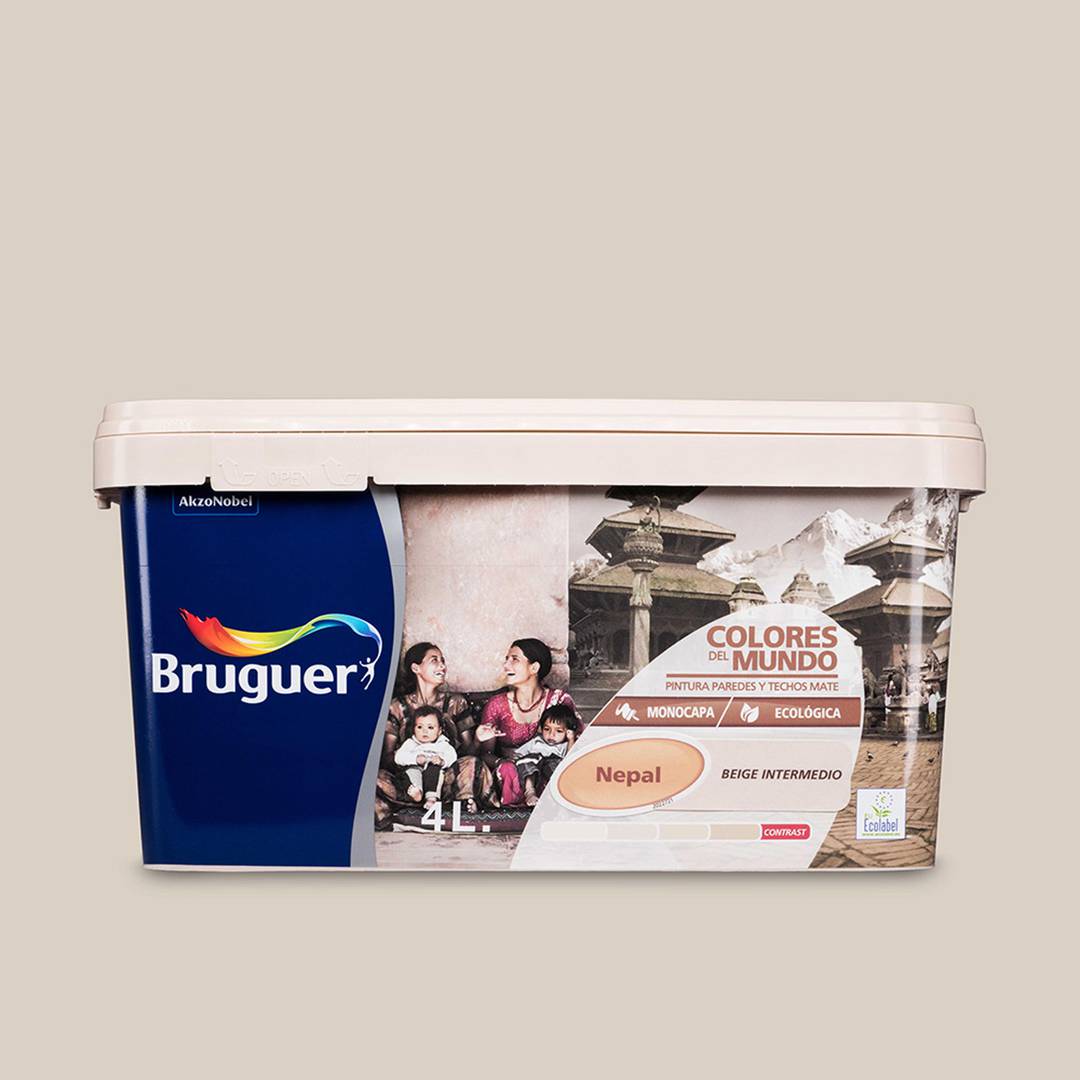 Verf voor muren en plafonds met een matte afwerking in middenbeige 4L Bruguer 5057213
