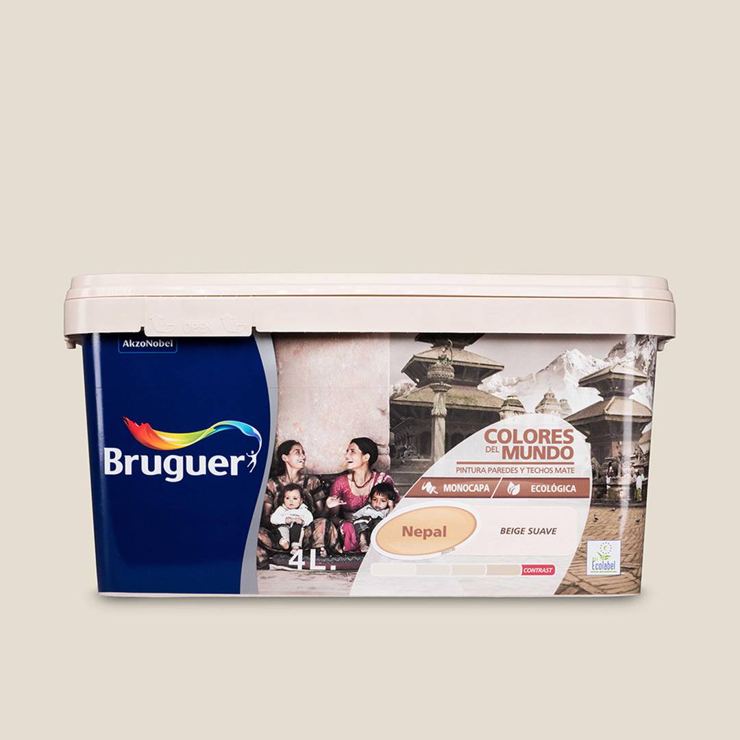 Paint for walls and ceilings with a matt finish in soft beige 4L Bruguer 5057212